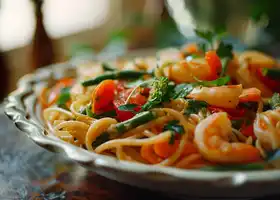 Creamy Shrimp and Vegetable Linguine recipe