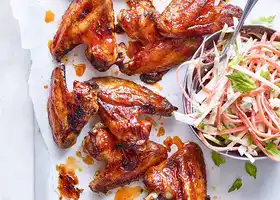 Buffalo chicken wings with blue cheese slaw recipe