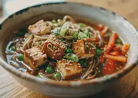Buckwheat Soba Soup with Crispy Tofu and Vegetables recipe