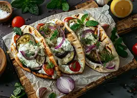 Mediterranean Eggplant Pita Pockets with Creamy Tzatziki recipe