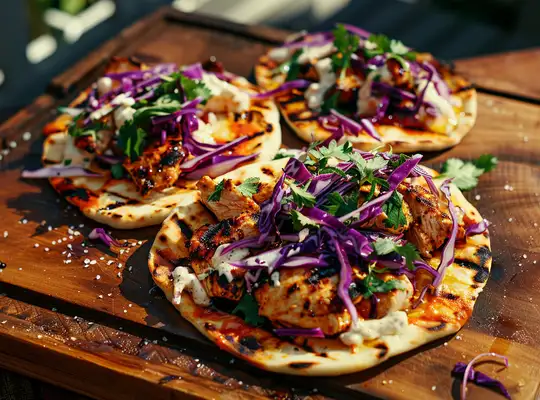 Stashcook | Grilled Chicken Flatbread with Spicy Mayo Slaw