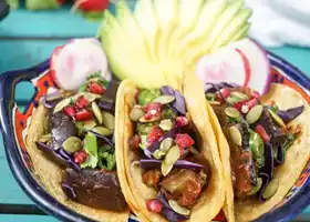 Skillet Eggplant and BBQ Mushroom Tacos [Vegan] recipe