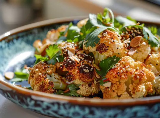 Stashcook | Oven-Roasted Cauliflower with Almond Butter Dressing