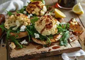 Roasted Cauliflower Pita with Spicy Maple Syrup & Arugula recipe