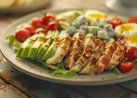 Honey Mustard Chicken Cobb Salad with Cherry Tomatoes, Avocado, and Blue Cheese recipe