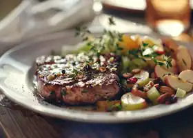 Herbed Pork Chops with Apple-Celery Slaw recipe