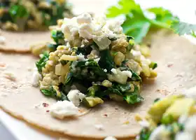 Breakfast Tacos With Eggs, Onions and Collard Greens recipe