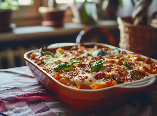 Stashcook | Baked Ziti with Roasted Eggplant and Ricotta