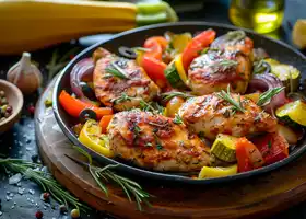 Lemon Herb Chicken with Mediterranean Vegetable Stew recipe