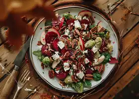 Roasted Beet and Brussels Sprout Salad with Pecans and Feta recipe