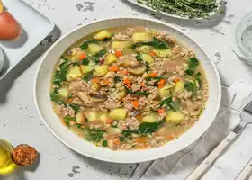 Smart Turkey and Mushroom Stew with Roasted Potatoes and Spinach recipe