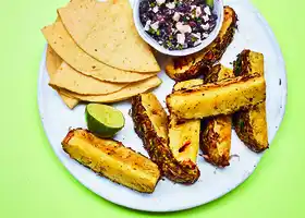 Griddled Feta, Pineapple and Black Bean Tacos with Chilli and Lime recipe
