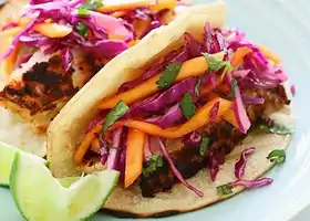 Blackened Fish Tacos with Cabbage Mango Slaw recipe