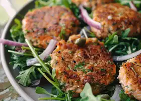 Herbed Salmon Patties with Arugula Salad recipe