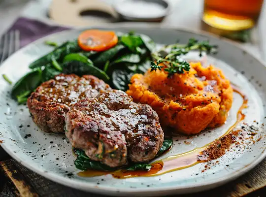 Stashcook | Beef Patties with Spiced Sweet Potato Mash