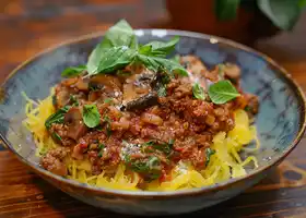 Beef and Mushroom Bolognese with Herbed Spaghetti Squash recipe