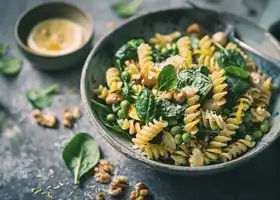 Creamy Spinach & Walnut Fusilli with Lemon Zest recipe