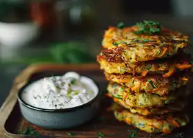 Carrot and Zucchini Fritters with Herbed Yogurt Dip recipe