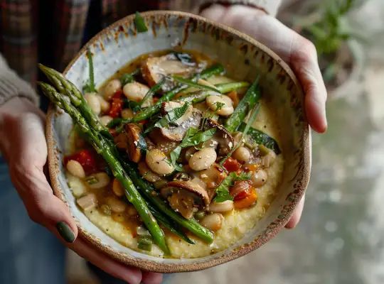 Stashcook | Creamy White Bean and Vegetable Ragout with Herbed Polenta