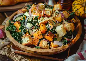 Autumn Roasted Vegetable Salad with Crispy Croutons recipe