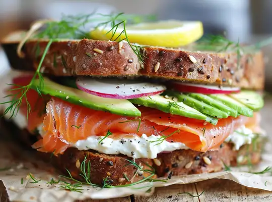 Stashcook | Salmon, Cream Cheese & Avocado Sandwich