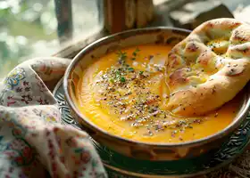 Roasted Butternut Soup with Herb Focaccia recipe