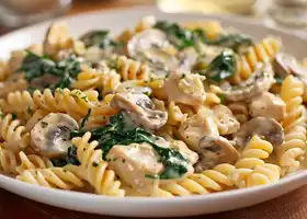 Creamy Chicken and Mushroom Fusilli with Spinach recipe