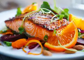 Seared Salmon with Citrus Ginger Slaw recipe
