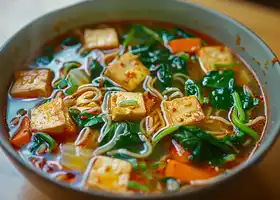 Vegetable Noodle Soup with Golden Tofu recipe
