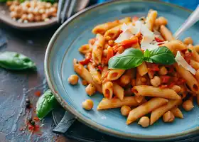 Creamy Chickpea and Roasted Red Pepper Pasta recipe