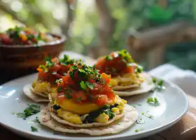Egg & Bean Breakfast Tostadas with Salsa & Cheddar recipe