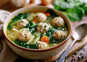 Chicken Meatball and Spinach Soup recipe