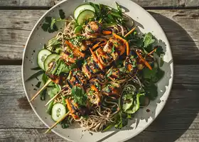 Grilled Chicken Skewers with Soba Noodle Salad recipe