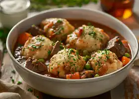 Hearty Beef and Vegetable Stew with Herbed Dumplings recipe