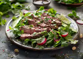 Beef Salad with Mixed Greens, Radishes & Sesame Dressing recipe