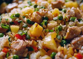 Pork Fried Rice with Pineapple and Snow Peas recipe
