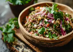Mediterranean Lentil and Rice Pilaf with Tangy Herb Salad recipe