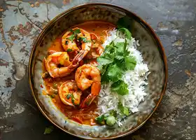 Coconut Shrimp Curry with Lemon Rice recipe