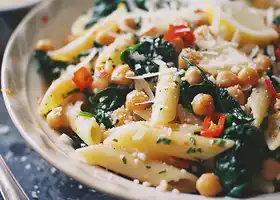 Lemony Chickpea and Spinach Pasta recipe