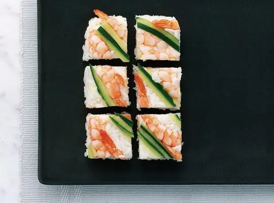 Stashcook | Prawn and cucumber squares (oshi sushi)