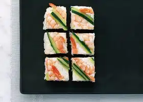 Prawn and cucumber squares (oshi sushi) recipe