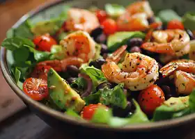 Avocado, Shrimp & Black Bean Salad with Lemon-Cilantro Dressing recipe