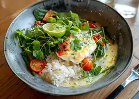 Fish Coconut Curry with Mixed Greens and Basmati Rice recipe