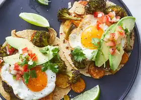 Roasted Broccoli and Potato Tacos With Fried Eggs recipe